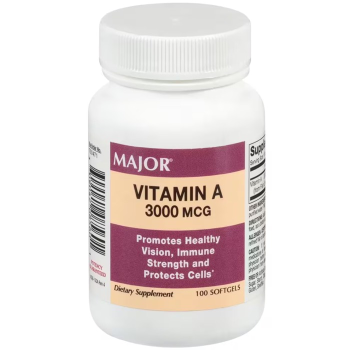 Major Vitamin A 3000 mcg Gelcaps